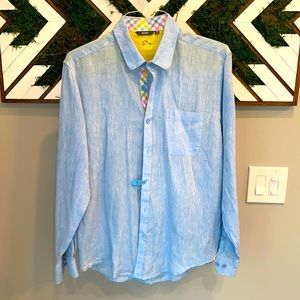 Bohio Casual Linen Button Down Shirt (Medium)